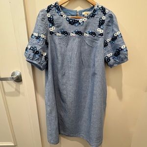 Boden Chambray Embroidered Dress